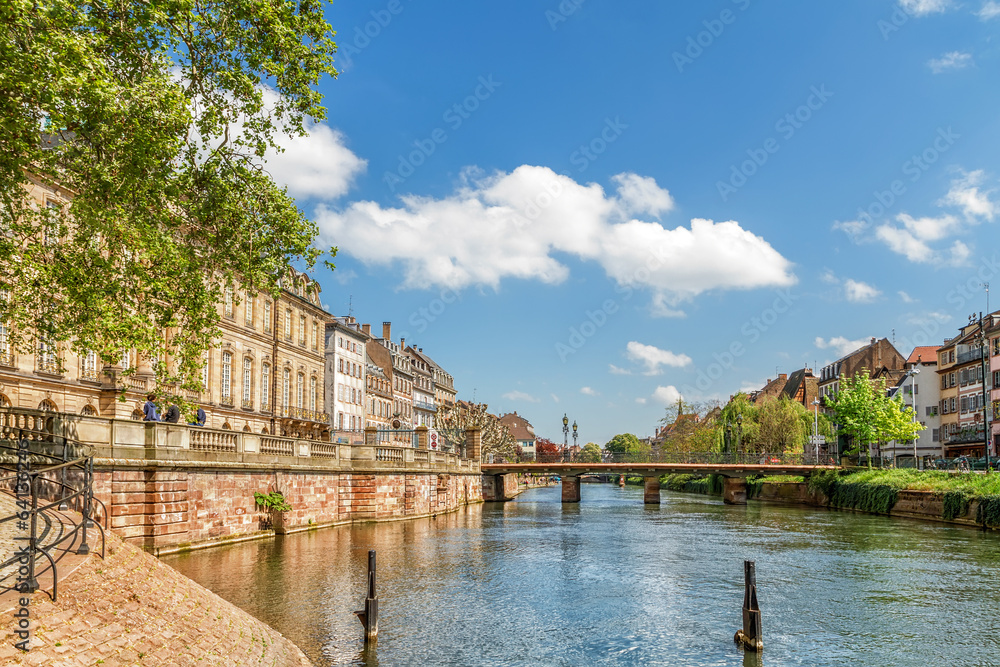 Canal in Strasbourg city center, France, Alsace