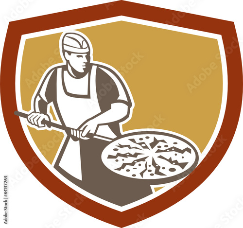 Pizza Maker Baking Bread Shield Retro