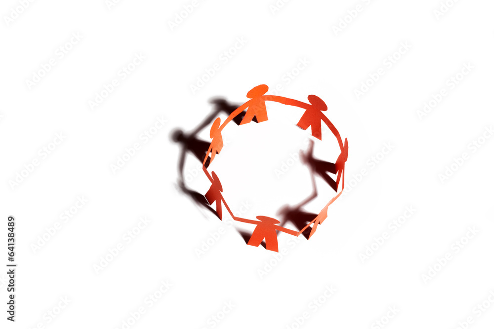 Fototapeta premium Paper team linked together partnership concept