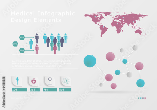 Medical, health and healthcare icons and data elements, infograp