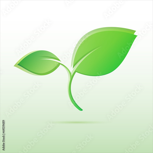 Green bright leaf vector illustration isolated