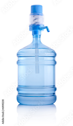 Big bottle of water with pump isolated on white background