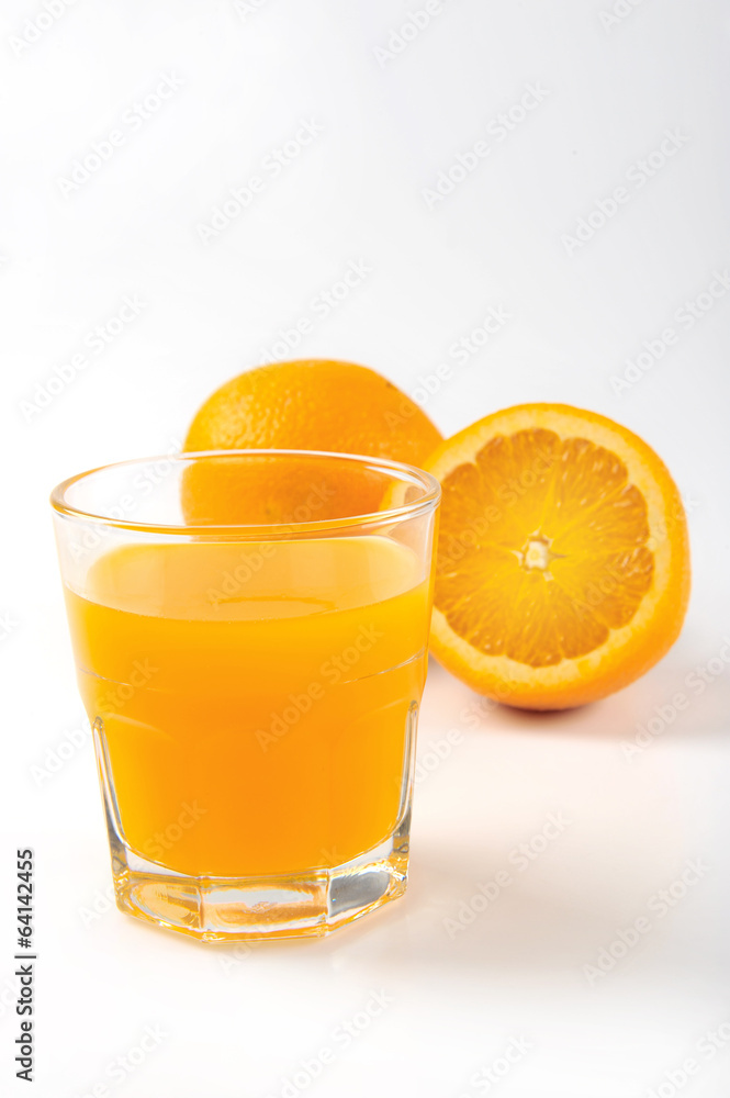 Orange juice and slices of orange Orange juice and slices of orange