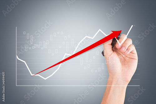 Hand Drawing Graph Chart with Red Arrow