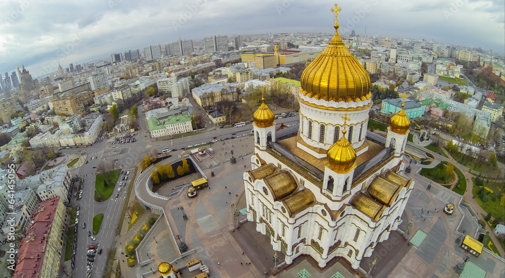 View from quadrocopter on Christ the Savior Cathedral