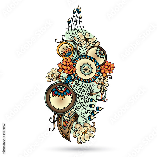 Henna Paisley Mehndi Abstract Vector Element.