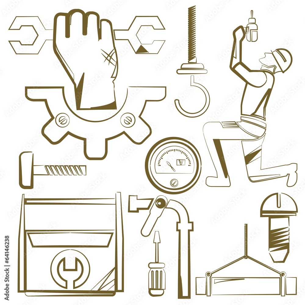 Obraz premium engineering icons, mechanical tools