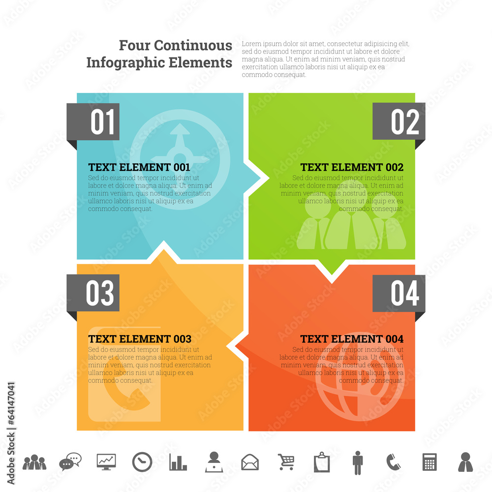 Four Continuous Infographic Elements