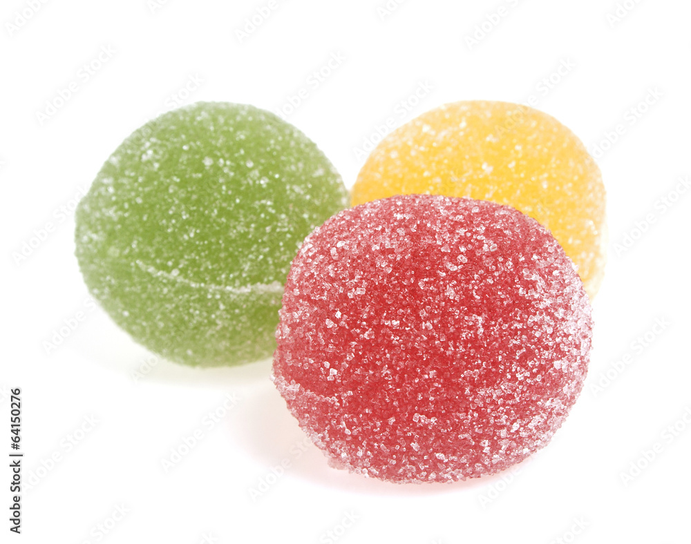 Jujube colored balls, isolated on a white background Jujube colored balls, isolated on a white background