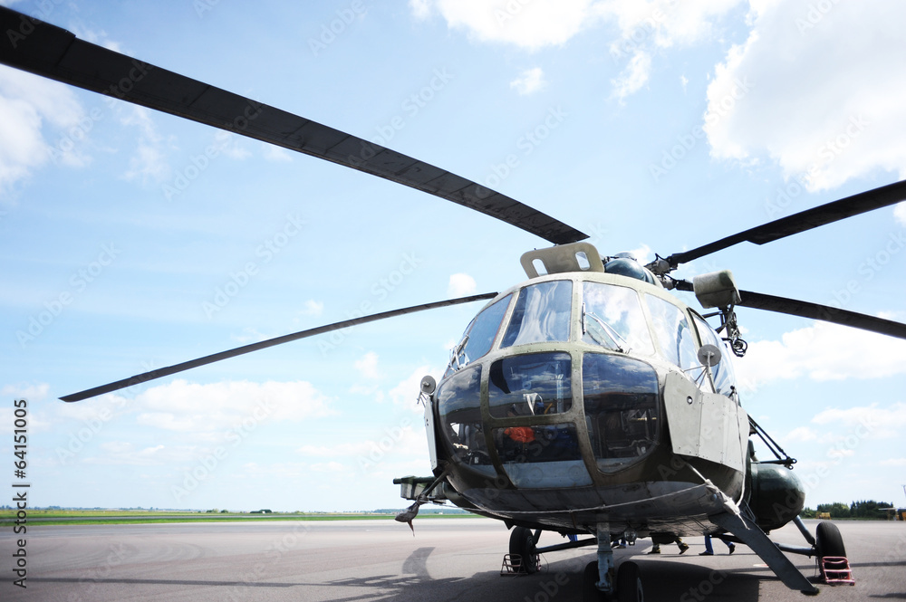 the helicopter in airfield