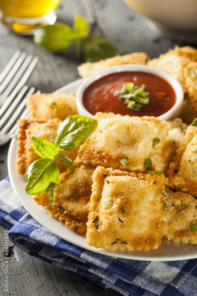 Homemade Fried Ravioli with Marinara Sauce Homemade Fried Ravioli with Marinara Sauce