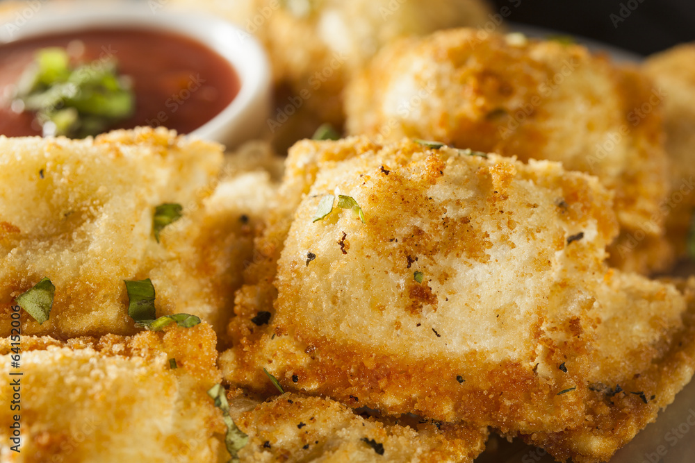 Homemade Fried Ravioli with Marinara Sauce Homemade Fried Ravioli with Marinara Sauce