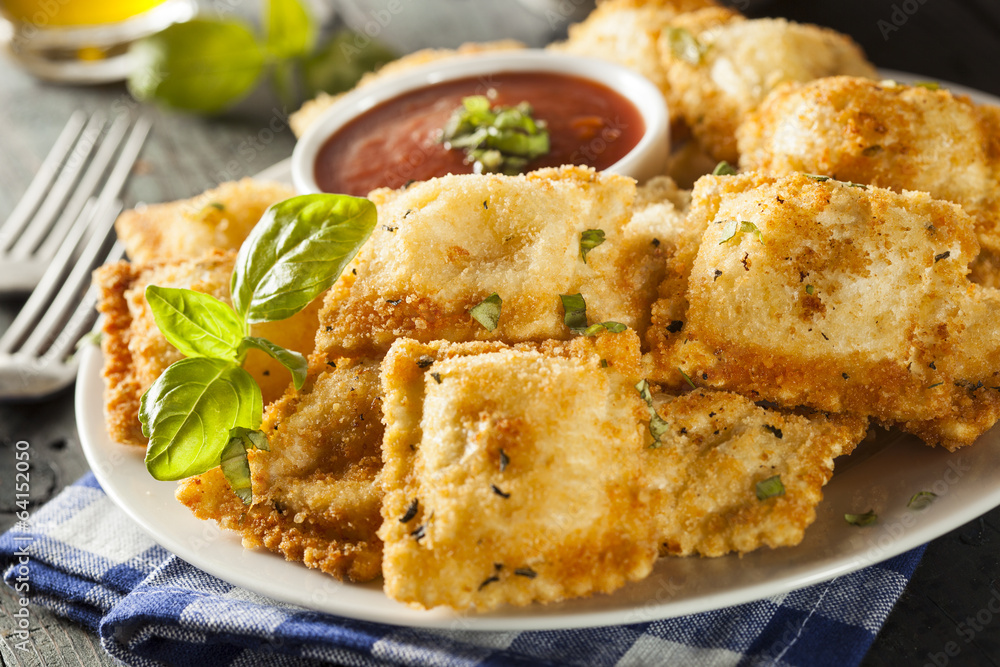 Homemade Fried Ravioli with Marinara Sauce