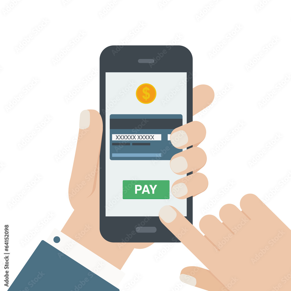 mobile payment flat design hand isolated background mobile payment flat design hand isolated background