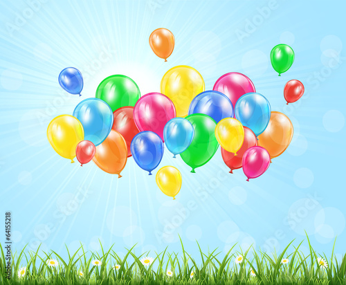 Nature background with balloons