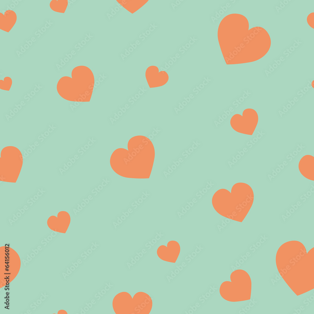 drawing hearts on blue seamless background vector