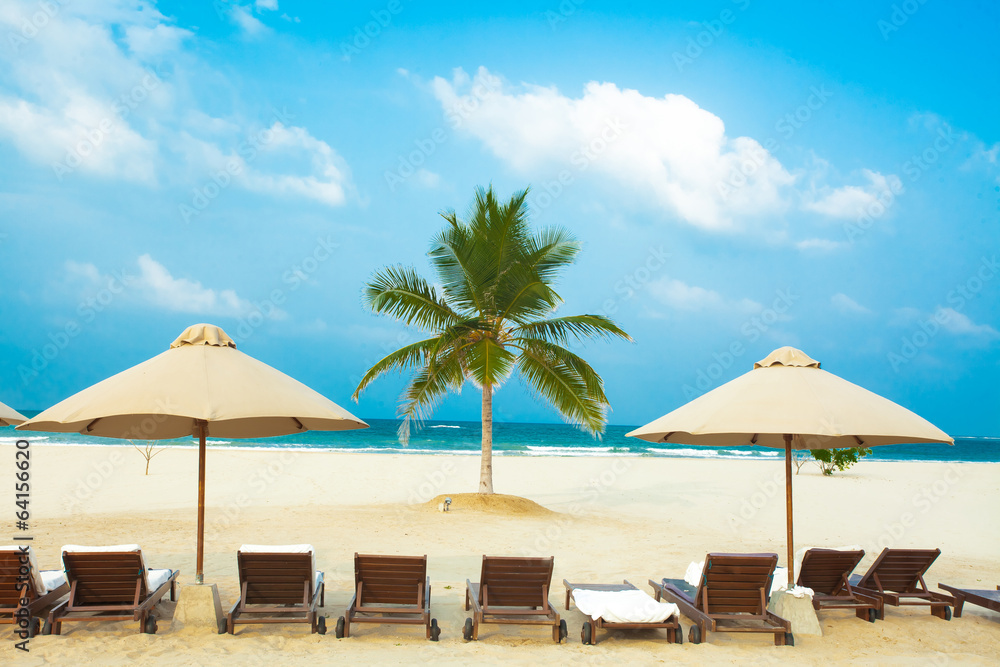sandy beach on the shores of the Indian Ocean Sri Lanka