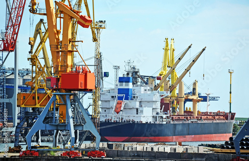 Wallpaper Mural Bulk cargo ship under port crane bridge, Odessa, Ukraine Torontodigital.ca