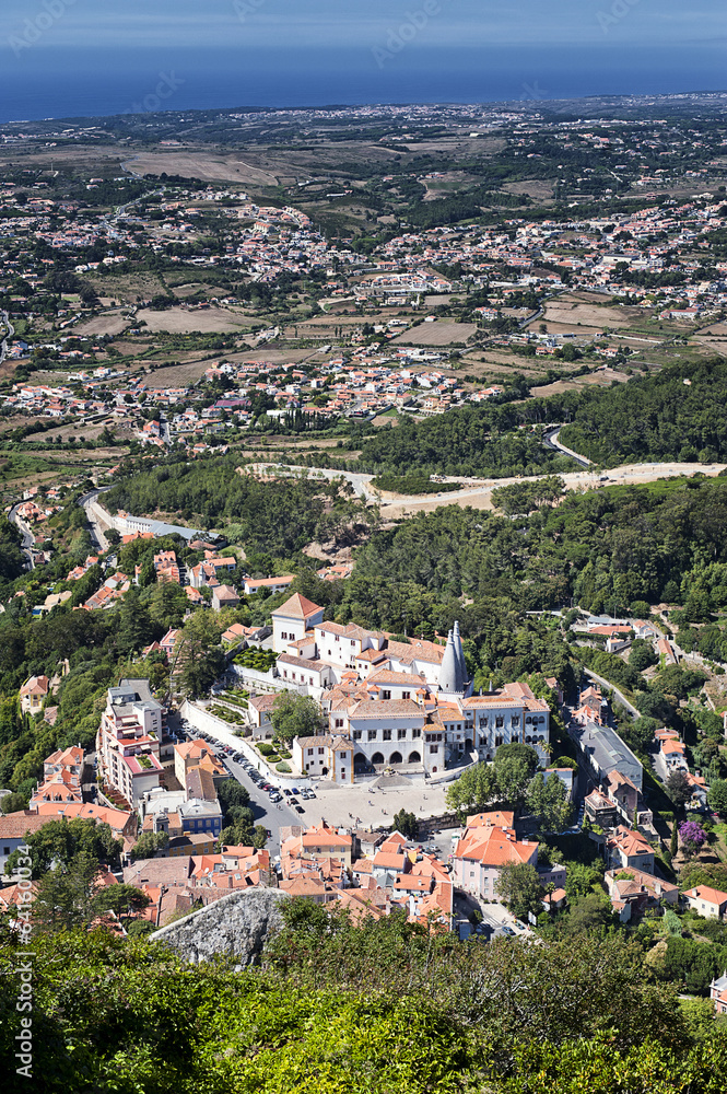 Aerial view of the National Palace in Sintra