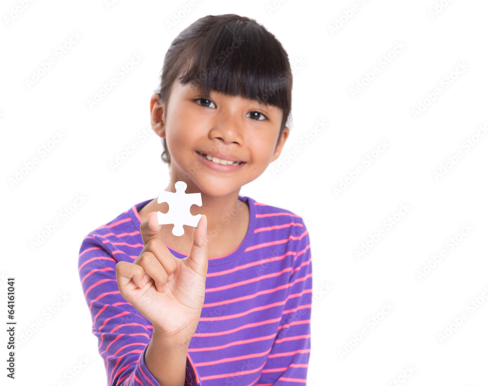 Young Girl With Jigsaw Puzzle Piece Young Girl With Jigsaw Puzzle Piece