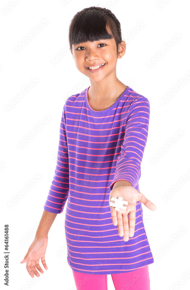 Young Girl With Jigsaw Puzzle Piece Young Girl With Jigsaw Puzzle Piece