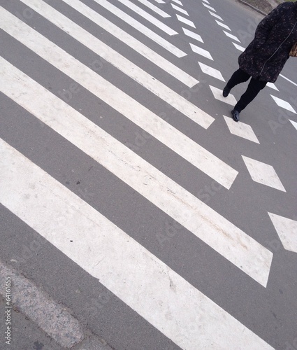 woman crossing the road