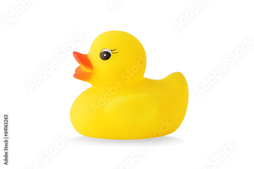 Tableau sur toile Yellow rubber duck bath - isolated object