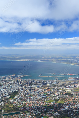 Aerial view of Cape Town from Table Mountain, South Africa. © bomboman