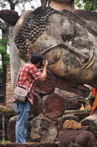 Traveler at Kamphaeng Phet Historical Park Aranyik area