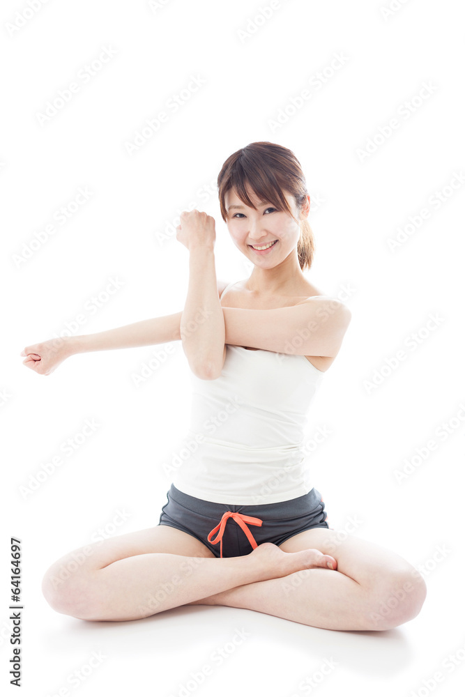 ストレッチする女性 ストレッチする女性