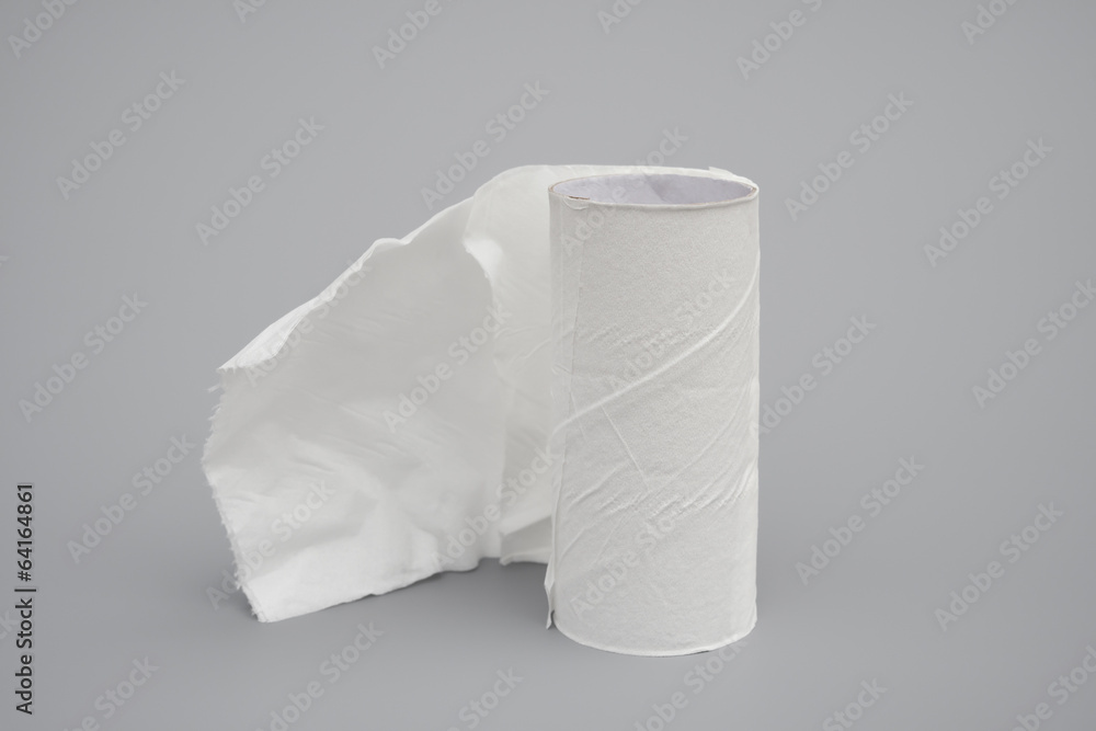 toilet roll with the last bit of tissue on grey toilet roll with the last bit of tissue on grey