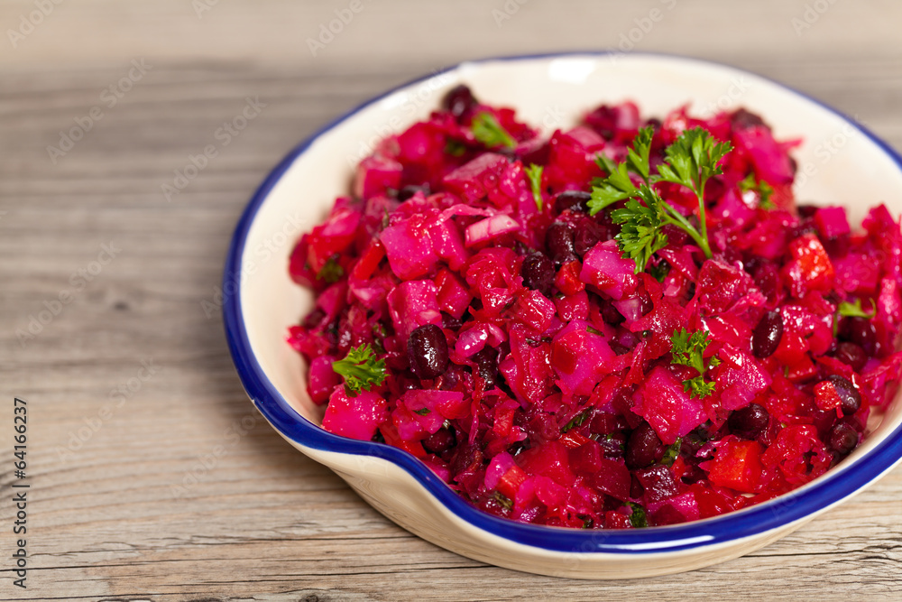 Traditional Russian vegetable salad. Vinaigrette. Traditional Russian vegetable salad. Vinaigrette.