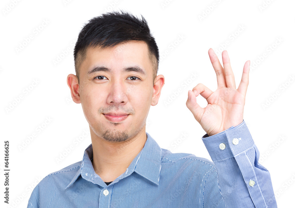 Asia man with ok sign gesture Asia man with ok sign gesture