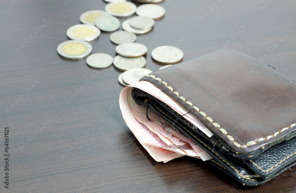 thai baht currency money banknote in wallet thai baht currency money banknote in wallet
