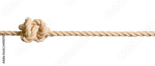 Rope knot isolated on white background photo