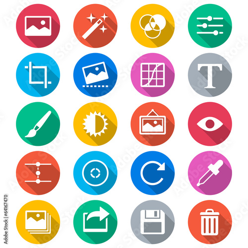 Photography flat color icons