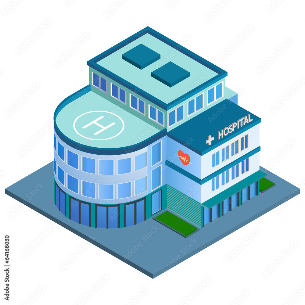 Hospital building isometric Hospital building isometric