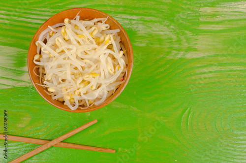 Soy sprouts and chopsticks