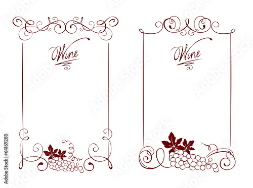 Set of frames -- wine and a grape