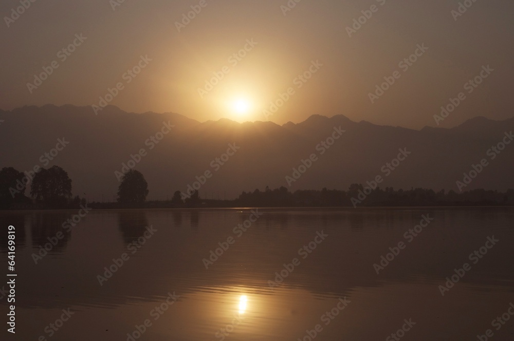sunrise over the lake Kashmir