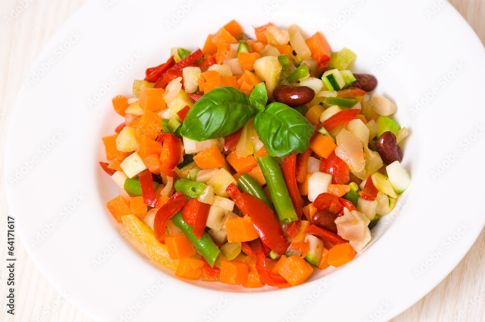 Mixed vegetables on a plate Mixed vegetables on a plate