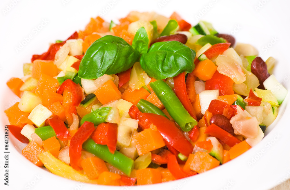 Mixed vegetables on a plate Mixed vegetables on a plate