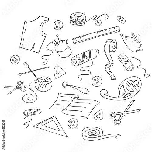 Sketch of sewing tools