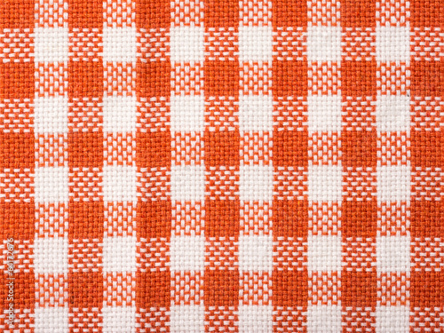 Orange Checked Kitchen Towel Texture Close Up