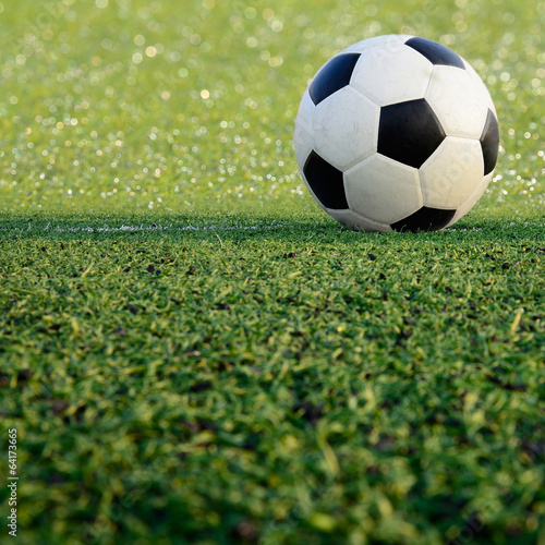 soccer ball on green grass sport game