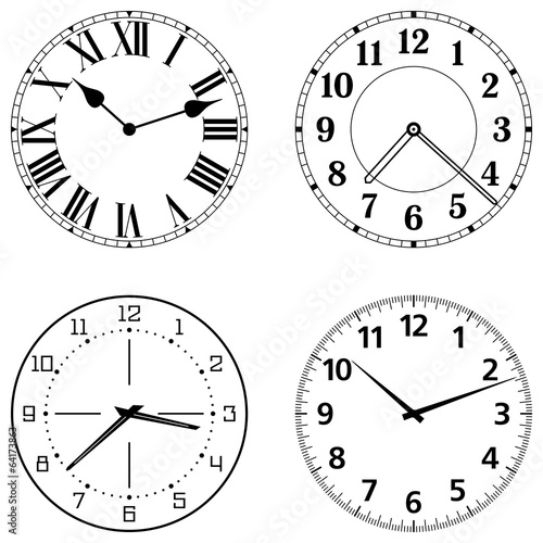 Set of different clock faces