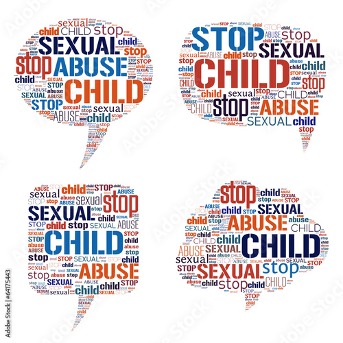 Illustration of stop child abuse warning in speech bubble