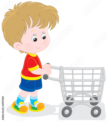 Boy with a shopping trolley