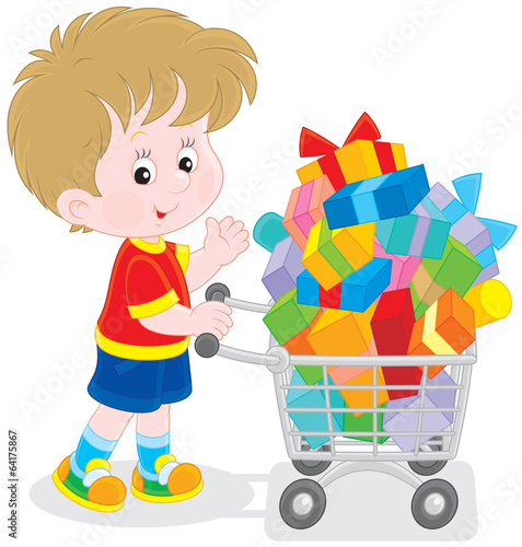 Boy with a shopping trolley...