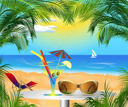 summer card with sea view